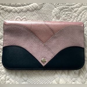 Kate Spade New York Blue & Purple Nadine Patchwork Leather & Suede Clutc…